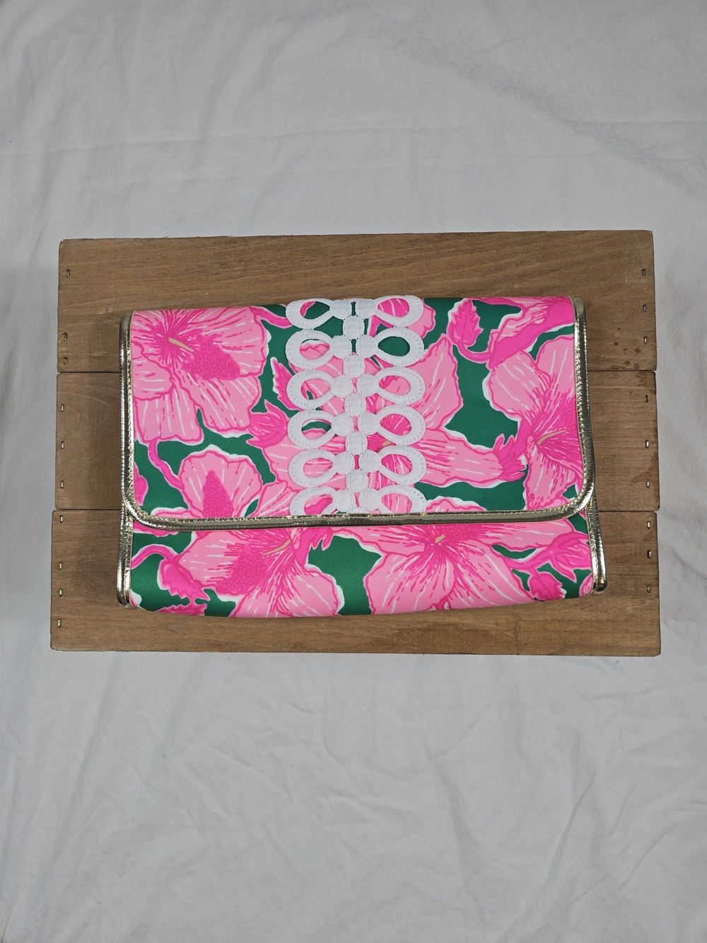 Pink Floral Fold-Over Clutch Handbag